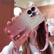 Phone Case For Samsung Galaxy S24 A23 S22 S21 S20 Plus FE Ultra J2 J5 J7 Prime Casing 6D Secret Garden Wristband With Lanyard Gradient Glitter Fall Prevention Soft TPU Cover