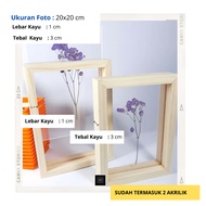 20x20 2-Sided Wooden Frame - Double Glass Photo Frame