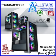 (ALLSTARS : DIY PROMO) Tecware Nexus Air T3 Compact (Black) MATX Tempered Glass Case(Warranty 1year on Fans and Switch)