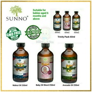 Sunno Cuties Premium Avocado Oil / Walnut Oil / Baby Oil Blend 250ml / Trinity Pack 60ml - Suitable 