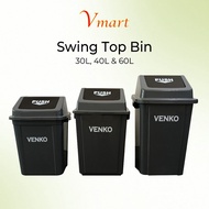 [30L / 40L / 60L] Venko Swing Top Bin / Venko Tong Sampah Ayun / Trash Bin With Swing Lid
