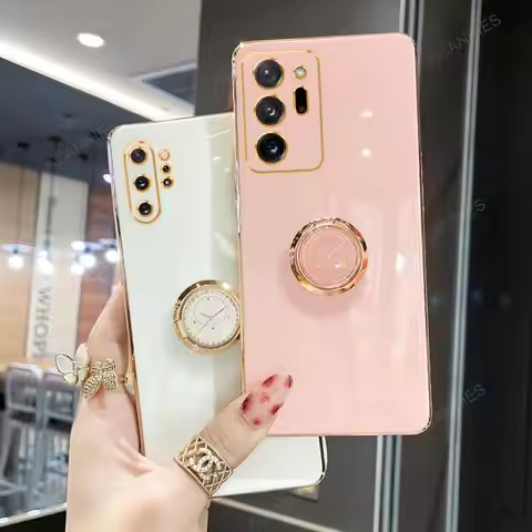 Note20 Note10 Note9 Luxury Plating Ring Holder Case For Samsung Galaxy Note 20 Ultra 10 Plus Lite 9 