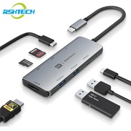 Rshtech t02 USB C HUB Bộ chuyển đổi thiết bị ngoại vi với 8K HDMI 10Gbps USB cổng dữ liệu 100W giao