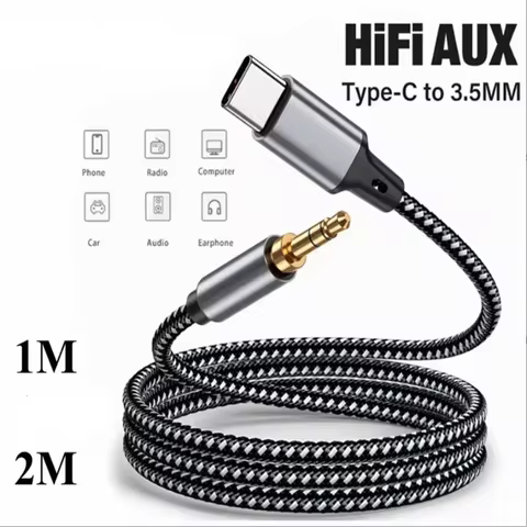 Plated USB Type C To 3.5 mm TRRS 4 Pole Aux Cable For iPhone 15 Samsung Headphone Car Hifi Stero Mus