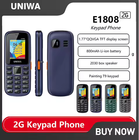 UNIWA E1808 2G Keypad Phone Cellphone 1.77 Inch Push Button 800mAh Telephone for Senior Elder Wirele