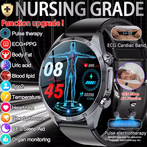 2025 New Nursing level Pulse therapy Health Smartwatch Men ECG+PPG Blood pressure lipid CES sleep ai