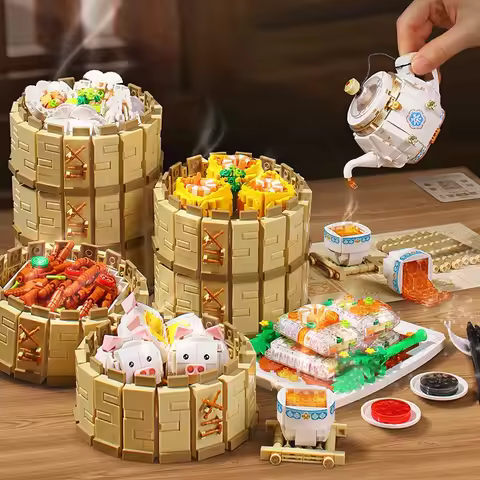 LOZ Creative Traditional Chinese Dim Sum Mini Building Blocks DIY Cantonese Delicious Food Dumpling 