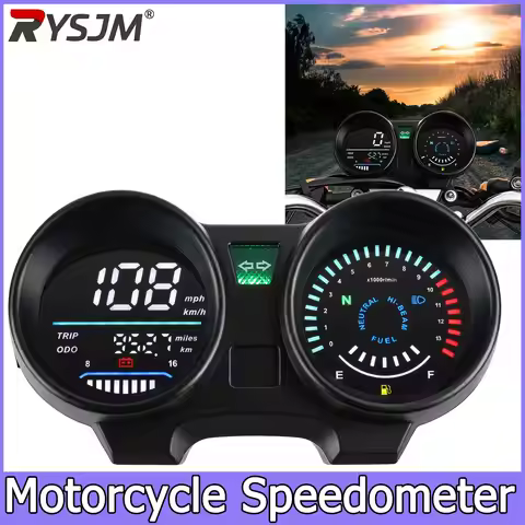 LED Digital Motorcycle Speedometer RPM Meter Dashboard Fuel Level Gauge For Honda GN125 GN150 125cc