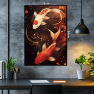 Koi fish poster art paper iclude laminated size 21x30 walldecor