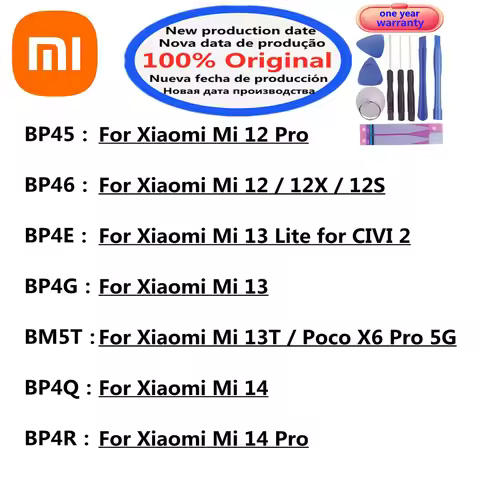 Original Battery BP46 BP45 BP4E BP4Q BP4R BM5T BP4G For Xiaomi 12 12X 12S 13 Lite 13T 14 Pro Mi 12pr