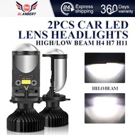 GLANBERT H4 LED Headlight Y6 H4 Lampu Led Kereta Led Light Car 6500k MINI Dual Lens Projector Car He