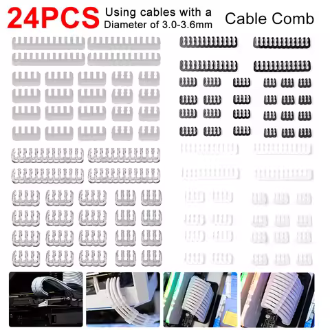 24PCS/SET Cable Comb 6/8/24 Pin Management Comb Fits Cables Clip Organizer omputer Wire Management C