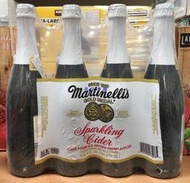 美兒小舖COSTCO好市多代購～Martinelli's 美國進口 氣泡蘋果汁(750mlx4罐)玻璃瓶