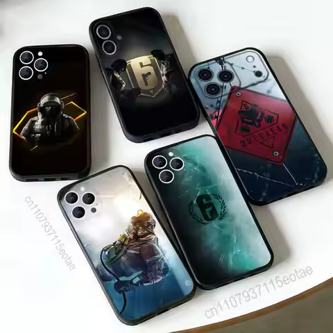 R-Rainbow Six S-SiegeS Black Soft Case For iPhone 17 13 14 15 11 16 12 Pro Max Pro Max Plus E Air Mi