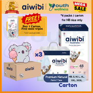 [Carton] Aiwibi Premium Natural Baby Diaper Tape / Pants (3 or 6 Packs) Ultra Thin