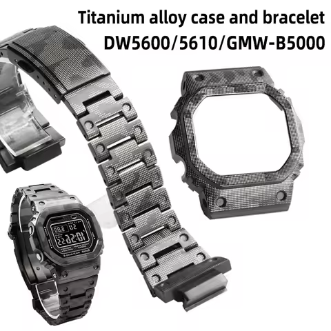 DW-5600 Ultra-Lightweight Titanium Alloy Case + Band for Casio G-Shock GW-M5610 GW5000U GMW-B5000 Mo