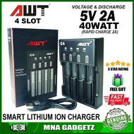 AWT C2 SMART LITHIUM ION BATTERY 18650 20700 26650 21700 18500 18350 16340 17500 CHARGER (READYSTOK)