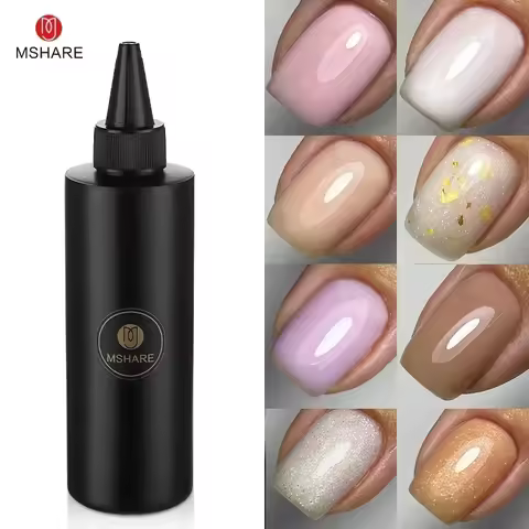 Rubber Base Gel MSHARE 250ml Rubber Base Gel Camouflage Refill Milky Pink White Glitter Gold French 