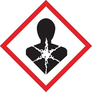 Accuform LZH629EV2 GHS Pictogram Label, HEALTH HAZARD", Adhesive-Poly, 4" Length x 4" Width, Red/Bla