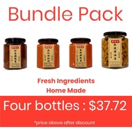 Dried Shrimp Chilli 180ml/Sambal Belacan Chilli 180ml/Chicken Rice Chilli 180ml/Pork lard with oil 2