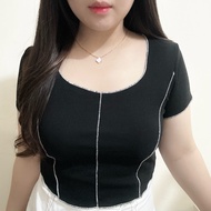 Heejin Rib Longshort | Women's Stretch Rib Crop Top