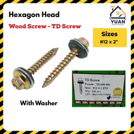 [Box] Hexagon 8mm MK TD Screw With Washer | Self Drilling Screw | Screw for Wood | Skru Kayu | Hex S