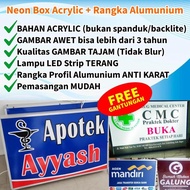 NEONBOX AKRILIK kotak 1 sisi 2 sisi Neon Box BIDAN DOKTER PERAWAT Plang Lampu APOTEK AGEN BRILINK Ac