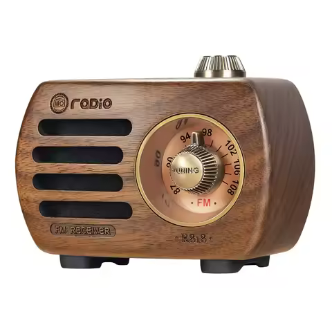 Portable Radio Retro Bluetooth Speaker Walnut Wooden FM Radio Old Fashioned Classic Style TF Card MP