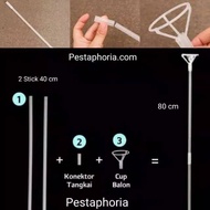 PVC / Foil Balloon Stick / Stick Length 80 cm (40 cm + 40 cm) Transparent / Clear Color