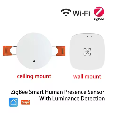 Tuy WiFi/ZigBee 5.8G MmWave Human Presence Motion Sensor With Luminance/Distance Detection Smart Lif
