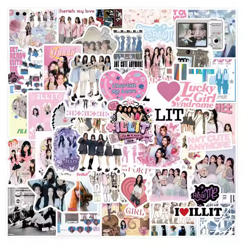 110pcs Cartoon ILLIT Korean Girl Group Creative Decoration Notebook Waterproof Stickers