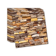Wallpaper Dinding Bata Foam 3D [PAKET 10 LEMBAR] Uk. 70x38cm Motif Corak Oren