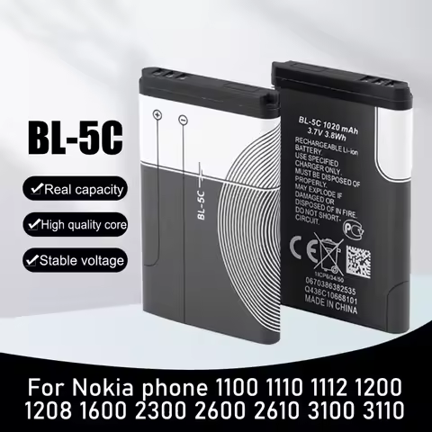 1/10pcs 3.7V 1020mAh BL-5C BL5C BL 5C Battery Rechargeable Batteries For Nokia1280 1600 1650 2310 26