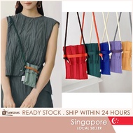 [SG SELLER] Macaron Pleated Shoulder Bag Crossbody Bag Women's Mini Mobile Phone Bag