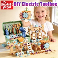 199PCS Kids Tool Toys Set With Electric Drill Tools Toy 3D Assembly For Boys Gifts Mainan Budak Lela