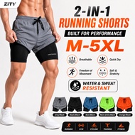 M-5XL Men Plus Size 2 in 1 Casual Sports Shorts Lightweight Quick Dry Cycling Walking Shorts