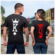 COD Cotton 100% KING and IQUEEN Floral Black Casual Pullover Short Sleeve T-Shirt Men Women Clothing