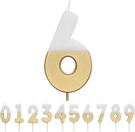 Talking Tables White and Gold Number 6 Candle for Cakes | Premium Quality Cake Topper Decoration | f