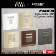 Schneider AvatarOn 1-2 Port Cat6 Data Socket / 1Gang Telephone Socket  Shuttered Wallplate