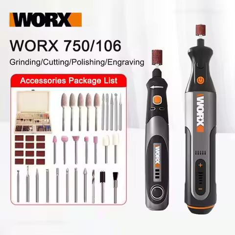 Worx 8V Rotary Tool WX106/WX750 Cordless Mini Drill Engraving Grinding Polishing Machine Variable Sp