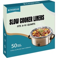 Slow Cooker Liners, 50 Cooking Bags, Oversized Disposable Pot Liner Plastic Bags for 6QT to 10QT Slo