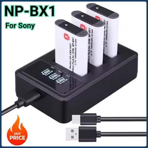 NP-BX1 Npbx11600mAh Battery +3 Slots LCD Charger for Sony DSC-RX100 DSC-WX500 IV HX300 WX300 HDR-AS1