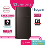 Sharp 700L J-Tech Inverter I-Kagami Refrigerator SJP735MBK | Plasmacluster Ion Technology | Hybrid Cooling | Peti Sejuk