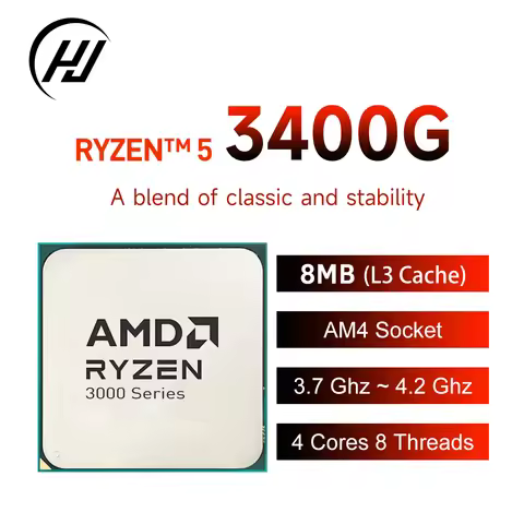 AMD Ryzen 5 3400G Processor 4-Core 8-Thread 4.2 GHz R5 3400G L3=8M Socket AM4 but without cooler