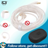 KZ สายเคเบิลแบนความบริสุทธิ์สูงเคลือบเงินสายหูฟังมืออาชีพคุณภาพสูง2Pin 0.75มม. ปลั๊กชุบทองโทรออก HD 