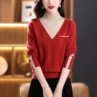 Half Turtleneck Color-Blocking Fashionable Mother Wear Sweater Women 2025 Autumn Winter Inner Knitte