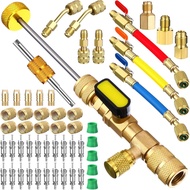 52 Pcs Charging Hoses and R410a Adapter Kit, Apply To R134a R410a R22 R12 Hoses with Valve, Valve Co