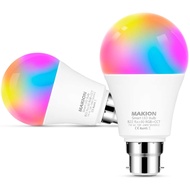 "Makion WiFi Smart Light Bulb B22 Bayonet 60W Equivalent 2 Pack,Dimmable  RGBCW Multicolor Light Bul