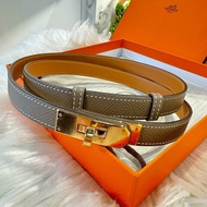 HERMES Kelly皮帶 焦糖 x 大象灰