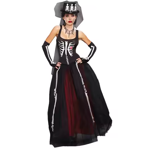 Carnival Halloween Lady Deluxe Corpse Bride Skeleton Costume Mexican Day Of The Dead Ghost Outfit Co